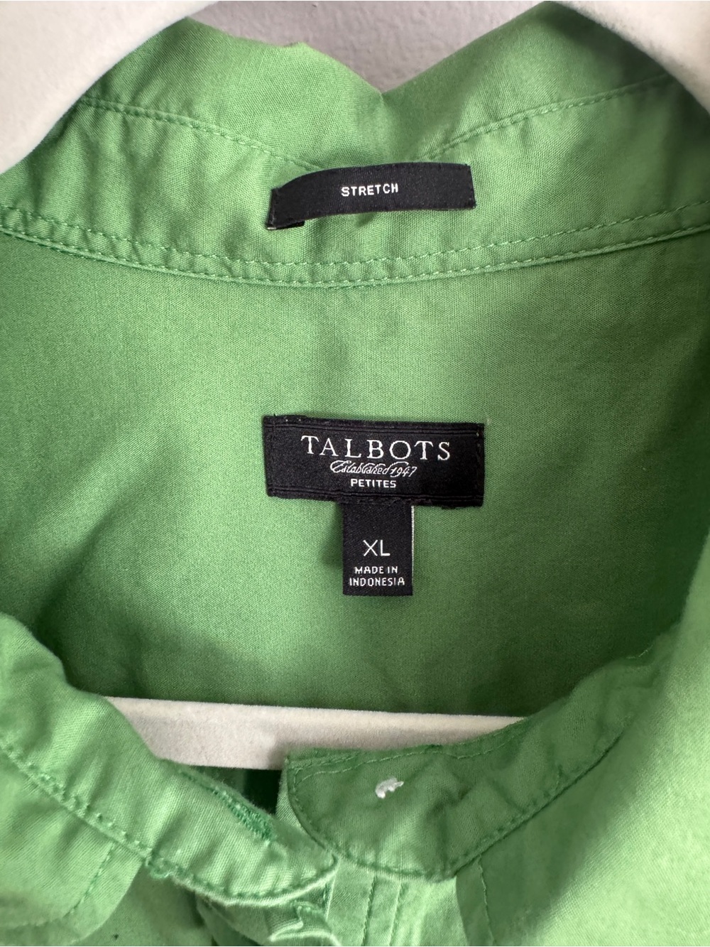 Talbots Petite XL Green Ruffled Stretch Poplin Blouse - Picture 4 of 8